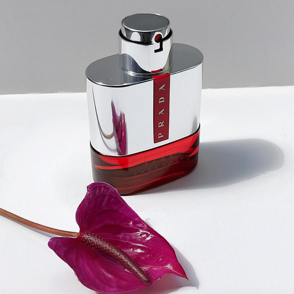 Prada Luna Rossa Sport label close-up, crisp typography and bold branding.