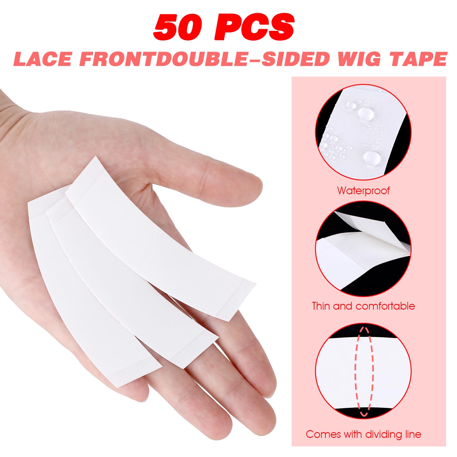 Prasacco curved-edge-tape-use fits narrow edges and small hairpieces securely.