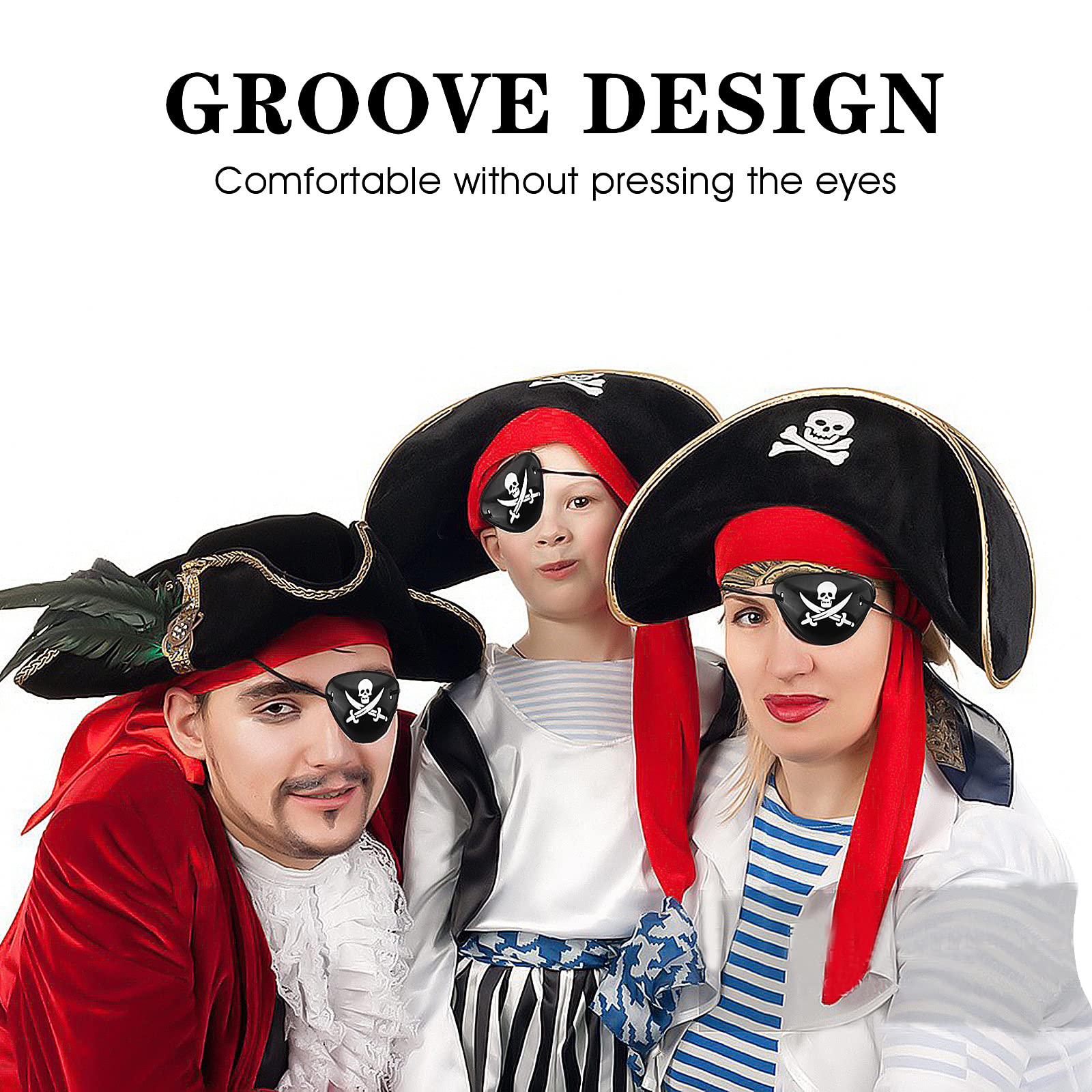 Parche ojo pirata con estampado cráneo Prasacco, ideal para cosplay.