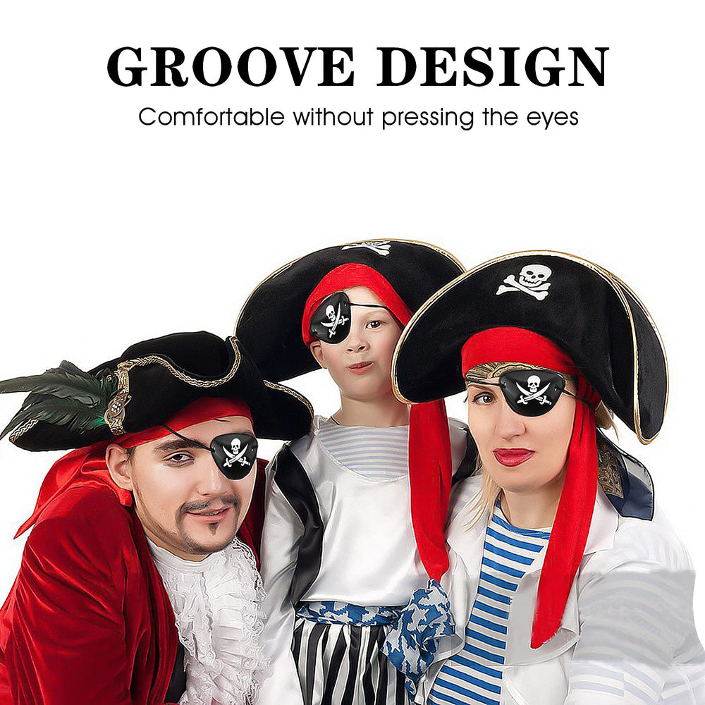 Parche ojo pirata con estampado cráneo Prasacco, ideal para cosplay.