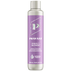 Pravana acondicionador tonificante morado para rubios en bote realza brillo y neutraliza tonos cálidos.