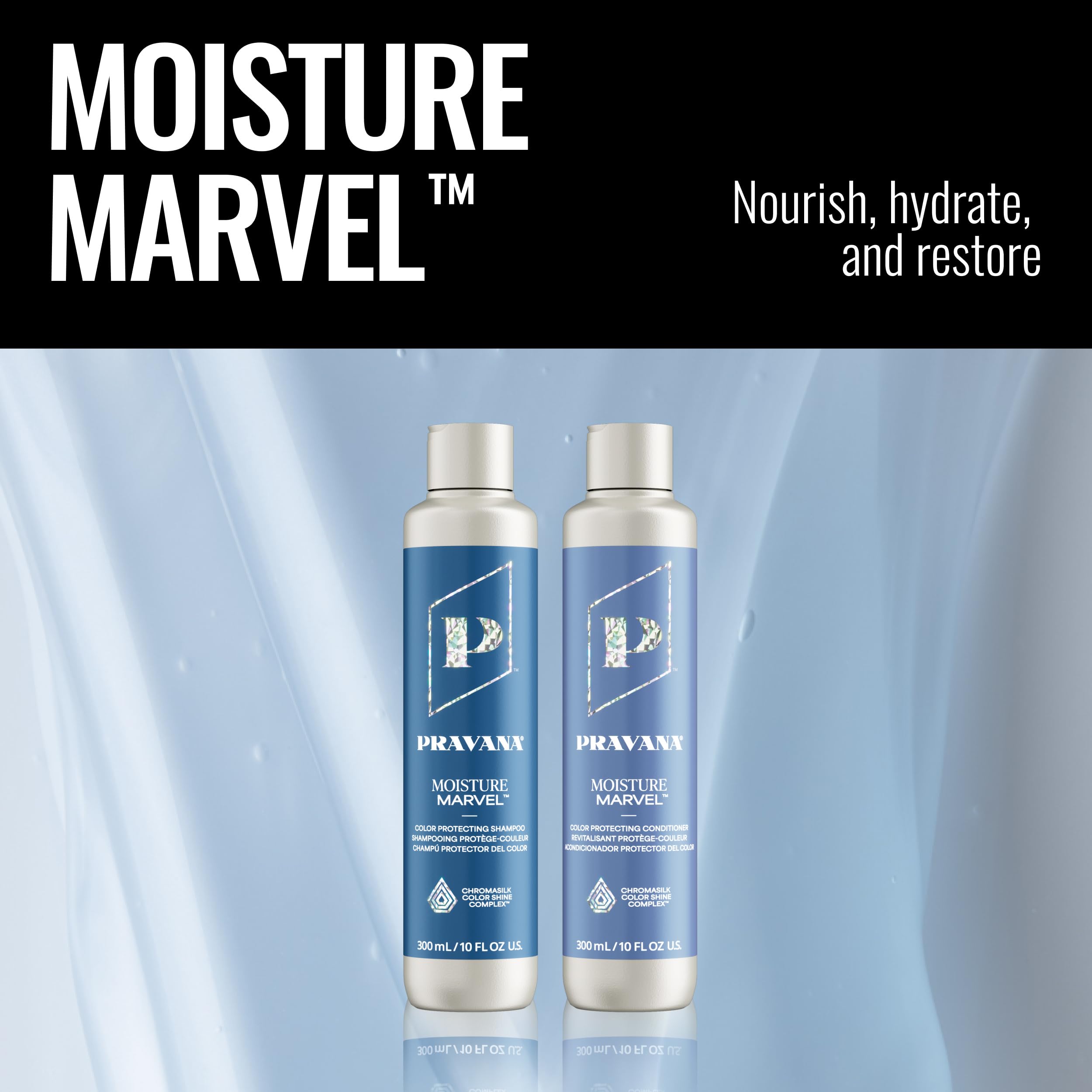 Cabello seco recibiendo Pravana Moisture Marvel, sensación nutrida tras uso.