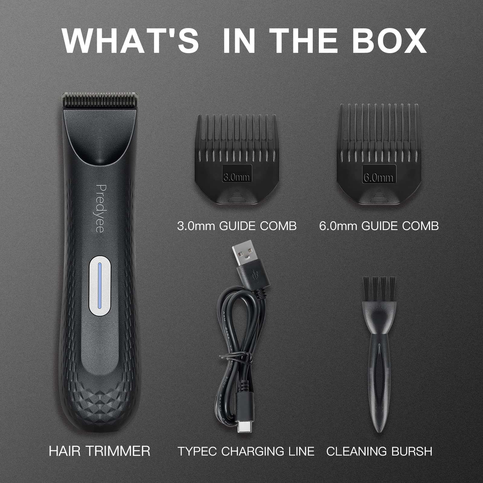Predyee Manscape Trimmer in shower demonstrates IPX7 waterproof design.