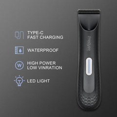 Predyee Manscape Trimmer with LED light highlights hair for accuracy.