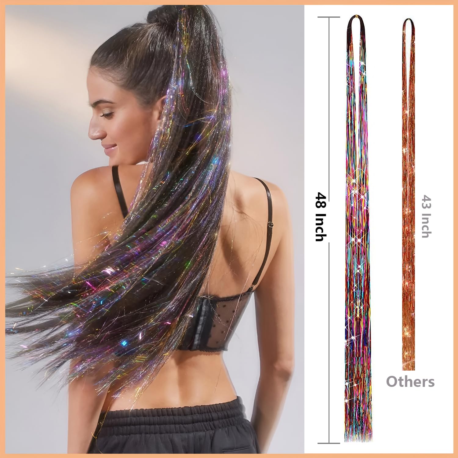 Prehot Hair Tinsel extensions easily complement any hairstyle or party outfit