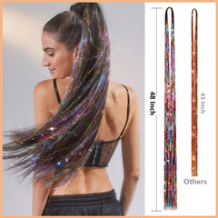 Prehot Hair Tinsel extensions easily complement any hairstyle or party outfit