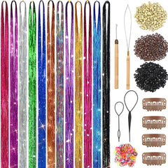 Prehot Hair Tinsel Kit with 3600 strands adds sparkling color for quick party-ready looks