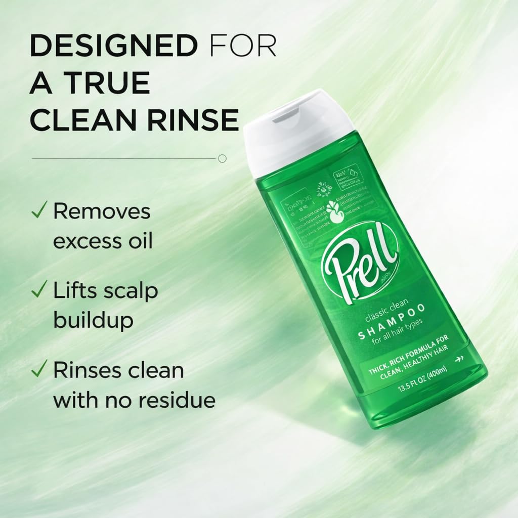 Prell Original Green Shampoo — detalle de etiqueta que muestra su fórmula confiable.