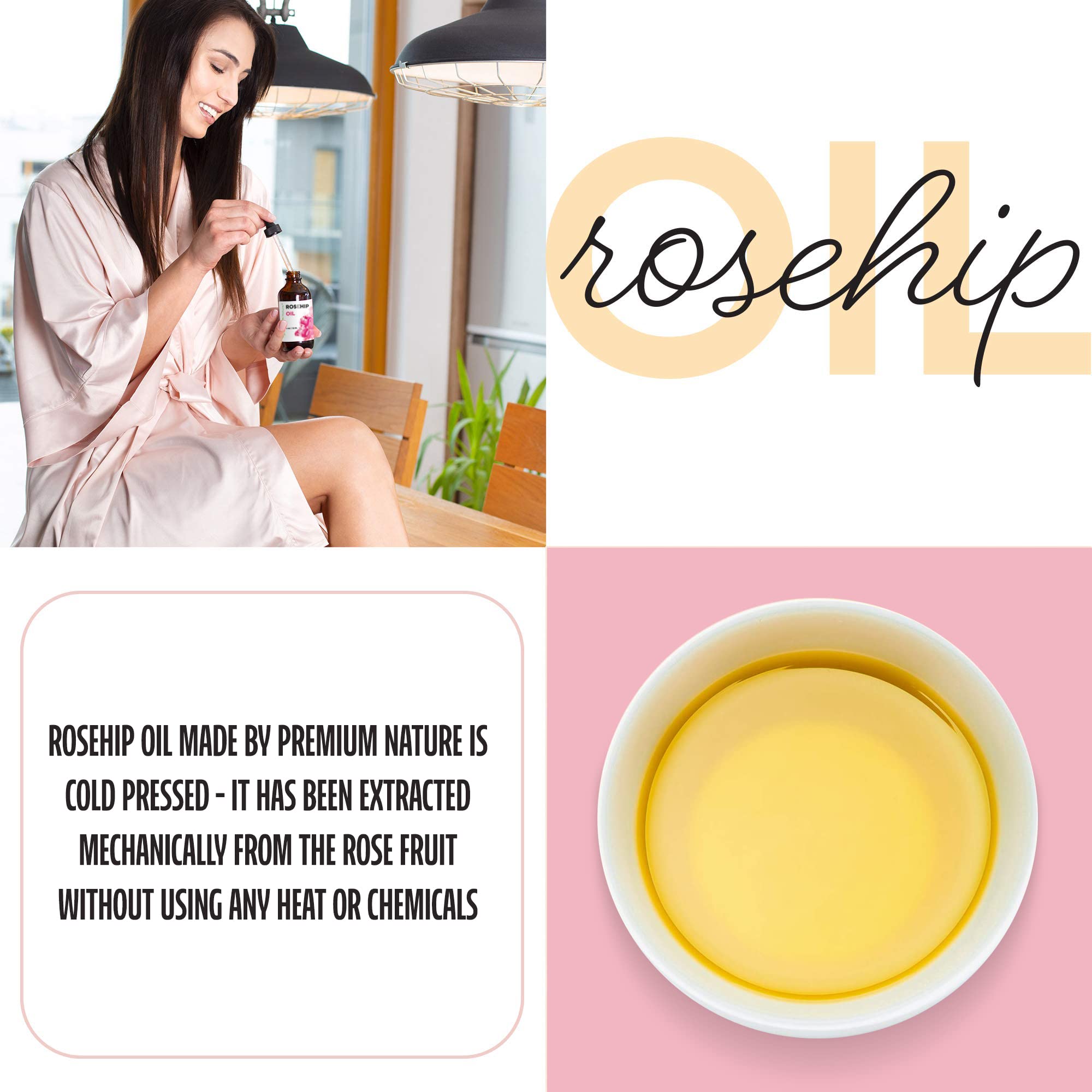 Premium Nature Aceite Rosa Mosqueta para piel: ayuda a regeneración y elasticidad.