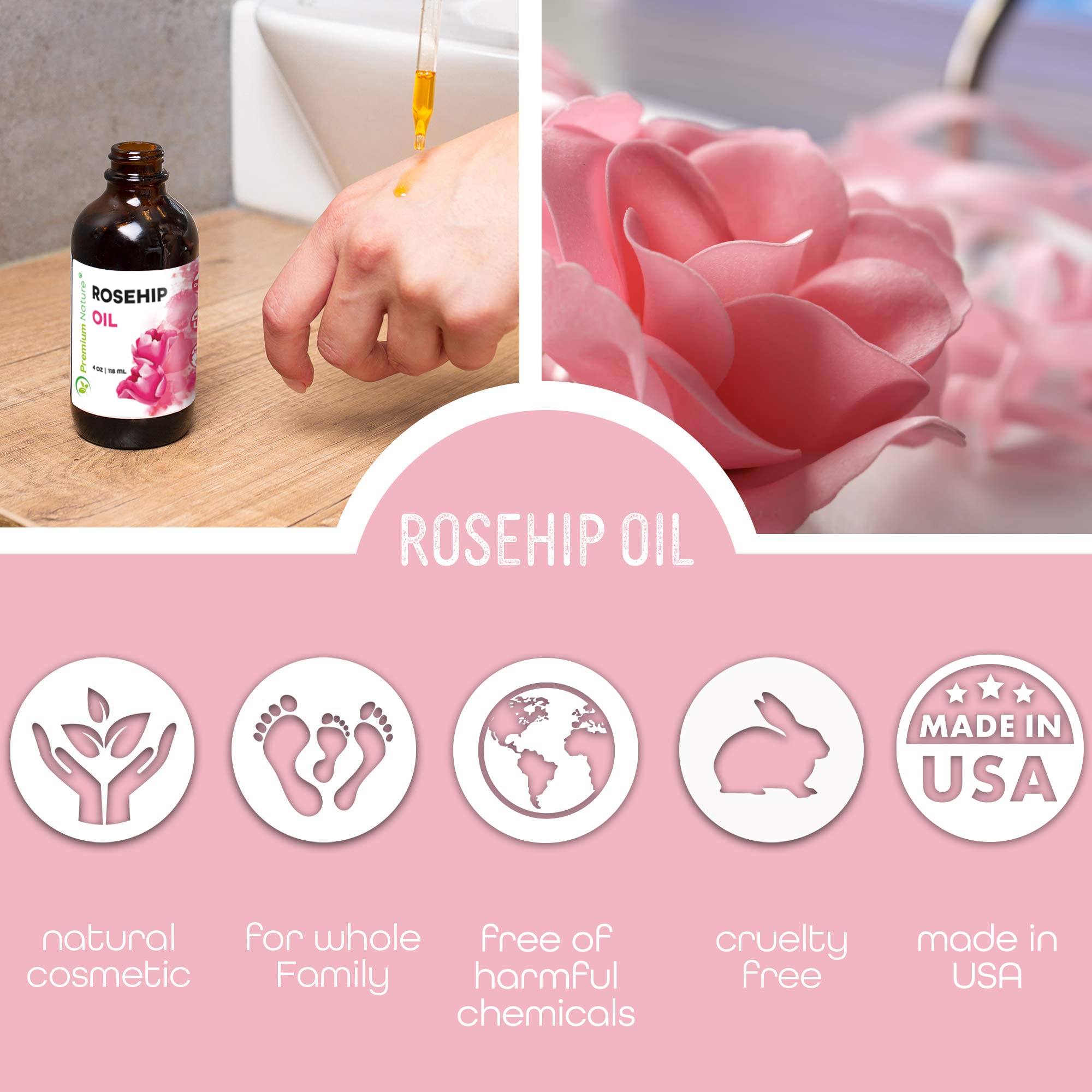 Premium Nature Aceite Rosa Mosqueta para uñas: cuidado y fortalecimiento.