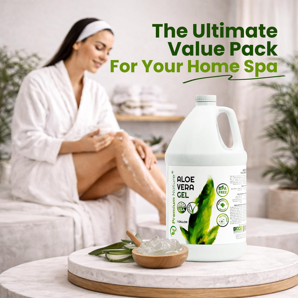 Close-up of Premium Nature Aloe Vera Gel texture showing smooth consistency