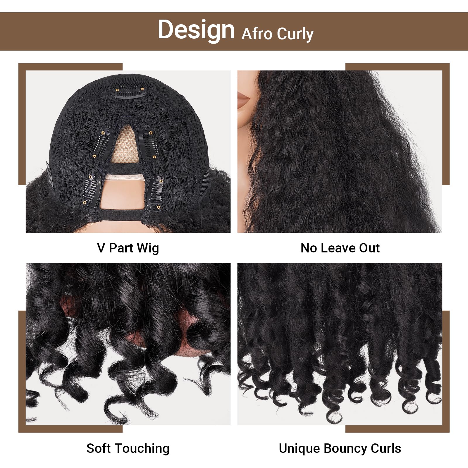 PREMPO Afro Wig V Part front view showing natural blend with roots.