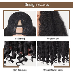 PREMPO Afro Wig V Part front view showing natural blend with roots.