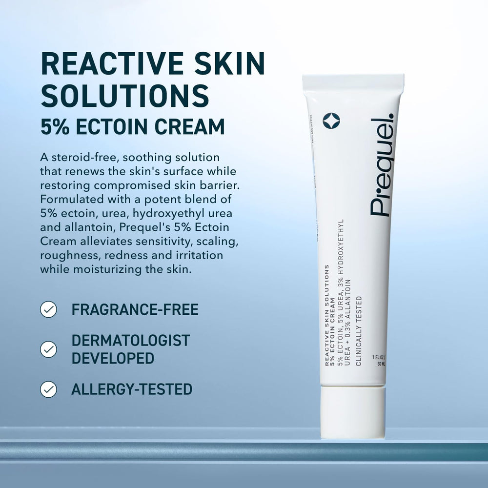 Texture close-up of Prequel cream for gentle hydration on dry skin