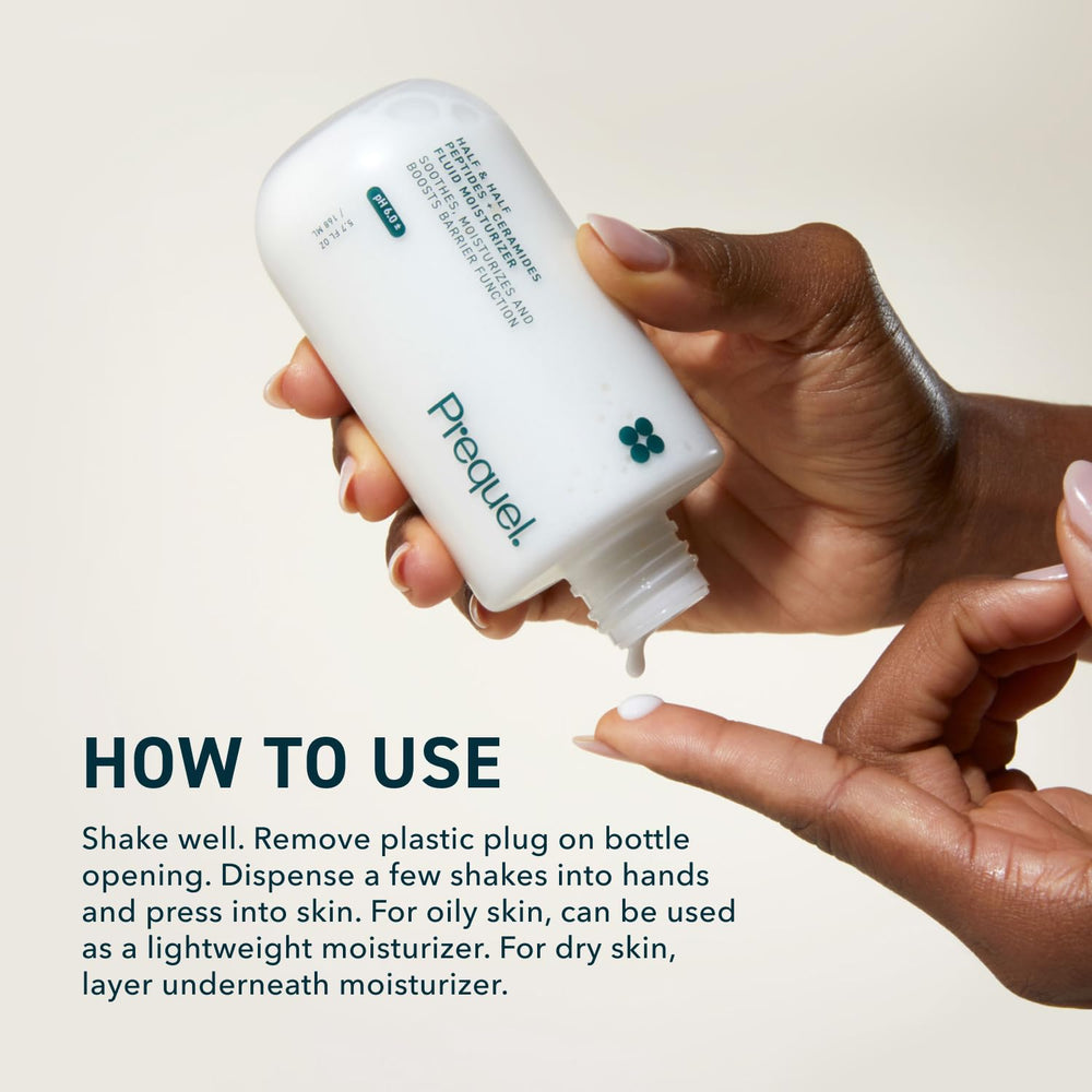 Packaging closeup of Prequel product with fragrance-free, pH-stabilized design.