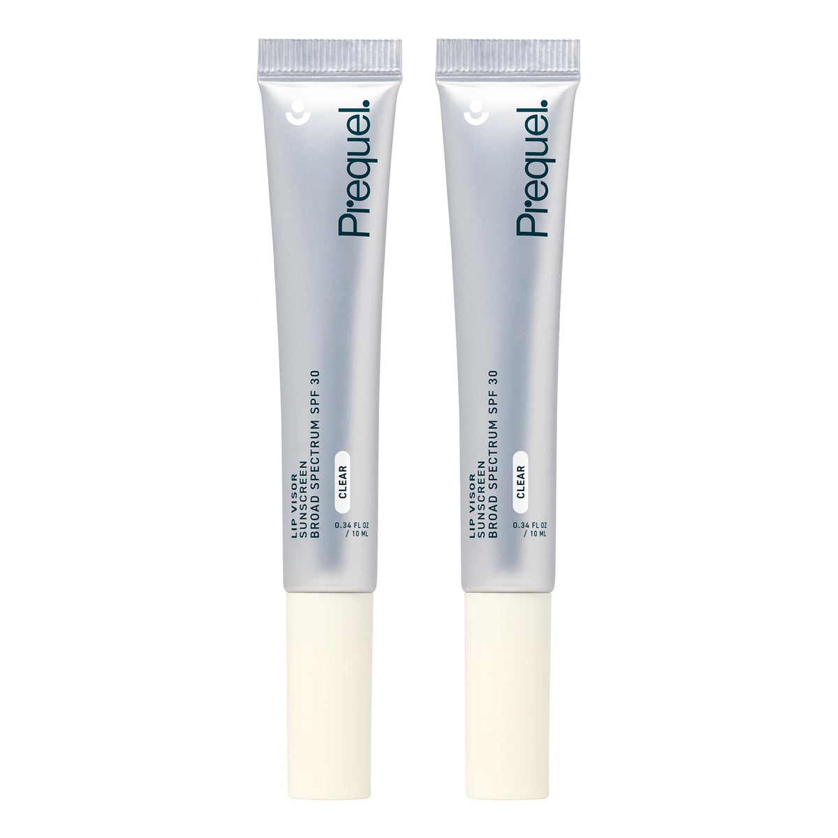 Prequel Skin Lip Visor clear balm tube provides SPF 30 protection and smooth moisture.