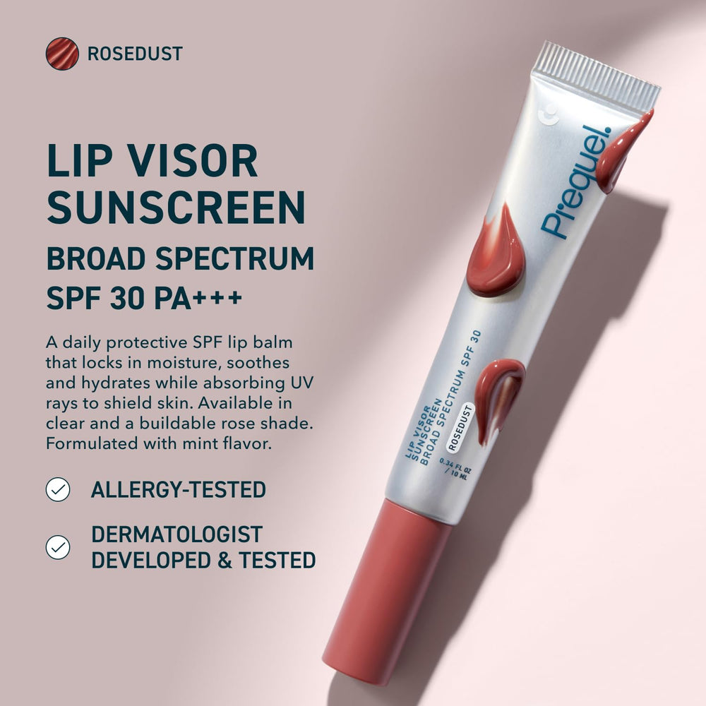 Prequel Skin Lip Visor Rosedust mint-flavor tube for refreshing lip protection.