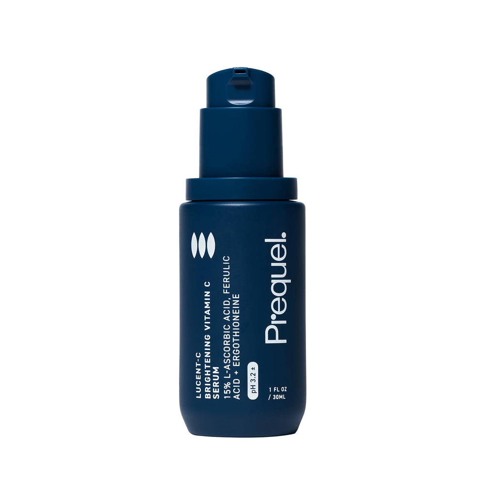 Prequel Skin Lucent-C Serum, bote frontal para uso diario y luminosidad.