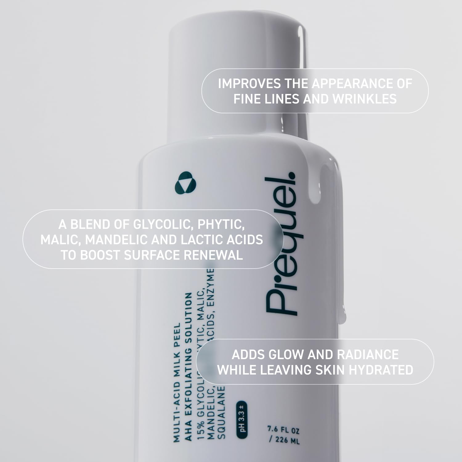 Cotton pad applying Prequel Milk Peel for controlled exfoliation on skin