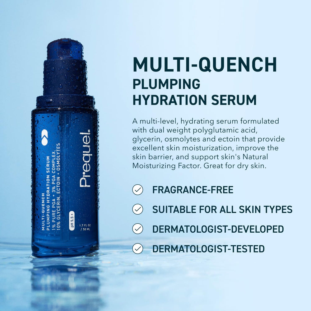 Prequel Skin Multi-Quench serum pump releasing controlled droplets for precise application.