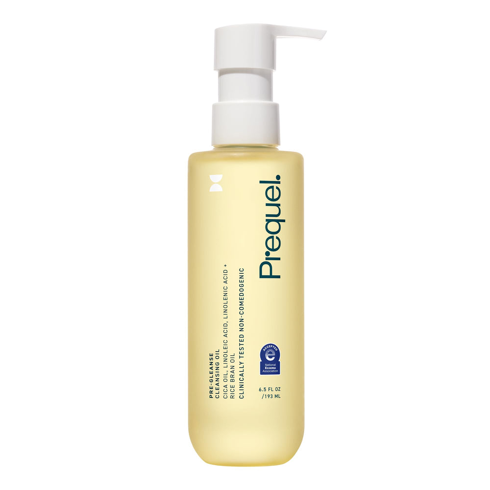 Prequel Skin Pre-Gleanse Oil Cleanser bottle pump for easy cleansing