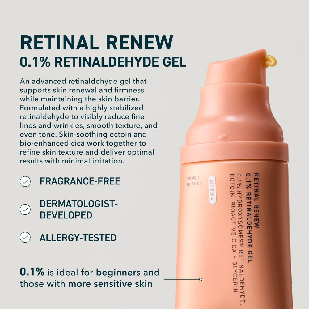 Prequel Skin Retinal Renew gel on finger for easy application.
