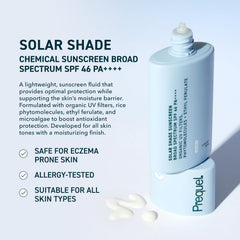 Close-up of Prequel Skin Solar Shade texture, light and non-greasy.