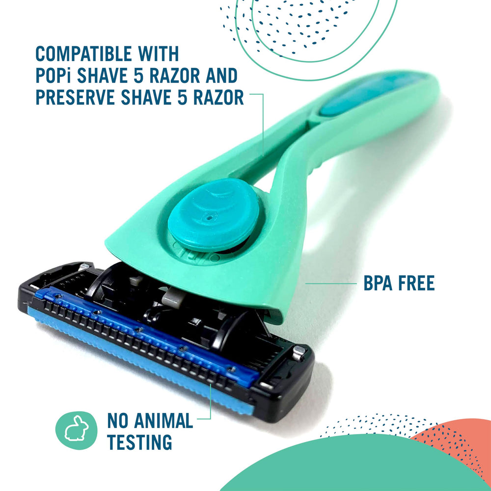 Preserve Shave 5 blades align for precise shaving across curves.