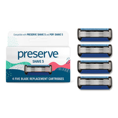 Preserve Shave 5 ceramic-coated blades provide a silky glide for a close shave.