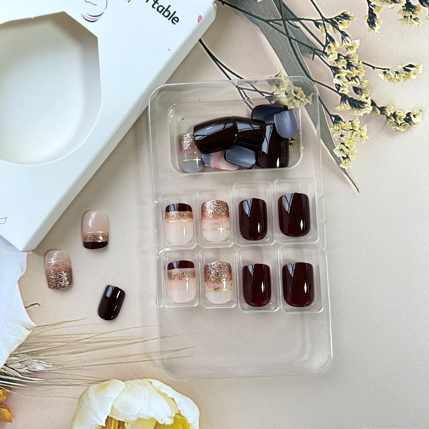 Conjunto de 24 uñas y accesorios para manicura rápida