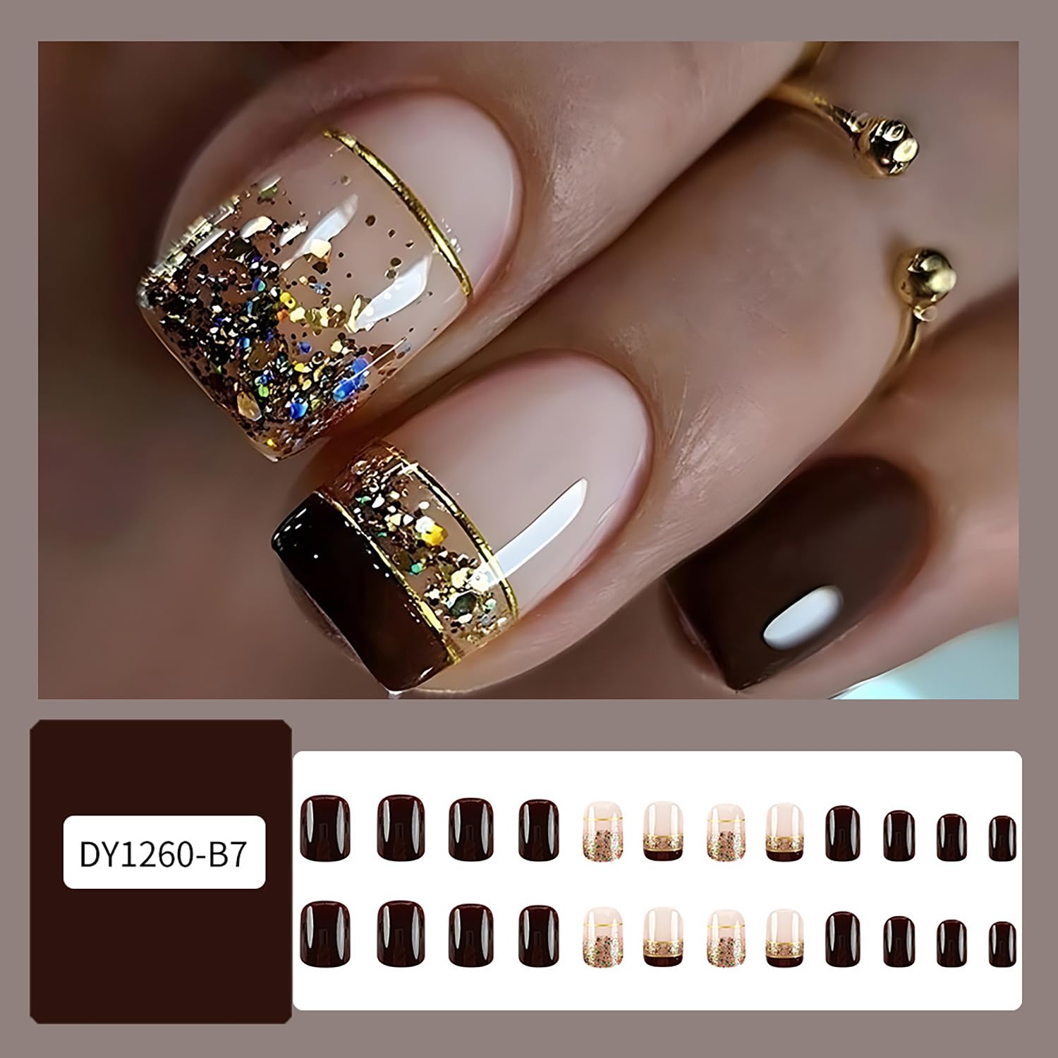 Uñas postizas de colocación rápida con acabado brillante para looks diarios