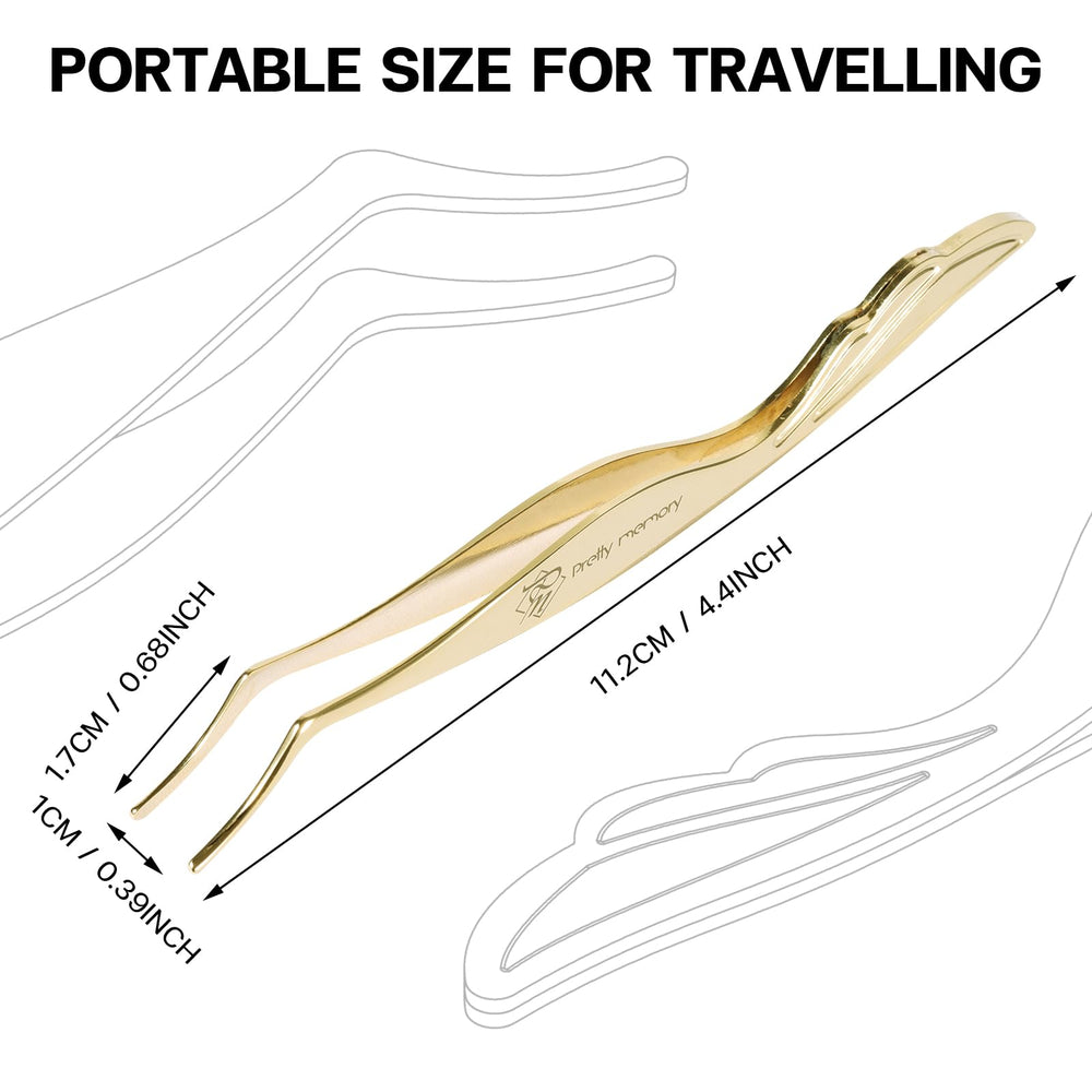 Pretty memory ergonomic 45-degree lash tweezers for quick positioning.