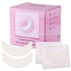 Pretty memory foam eye pads secure placement for lash extensions during treatment.