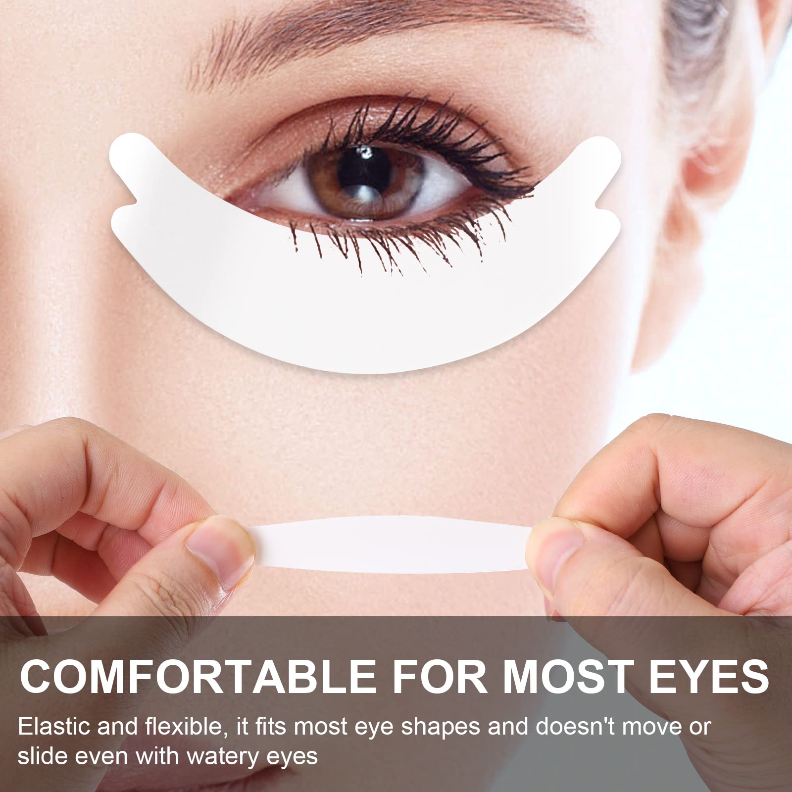 Pretty memory foam eye pads measure 2.48 by 0.67 inches for full coverage.
