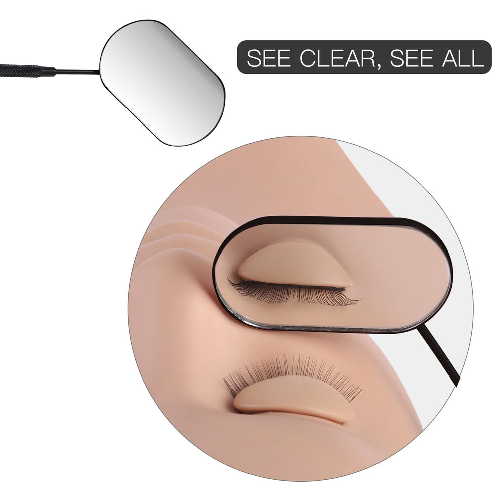 Pretty memory Lash Mirror at 45-degree angle for quick lash alignment