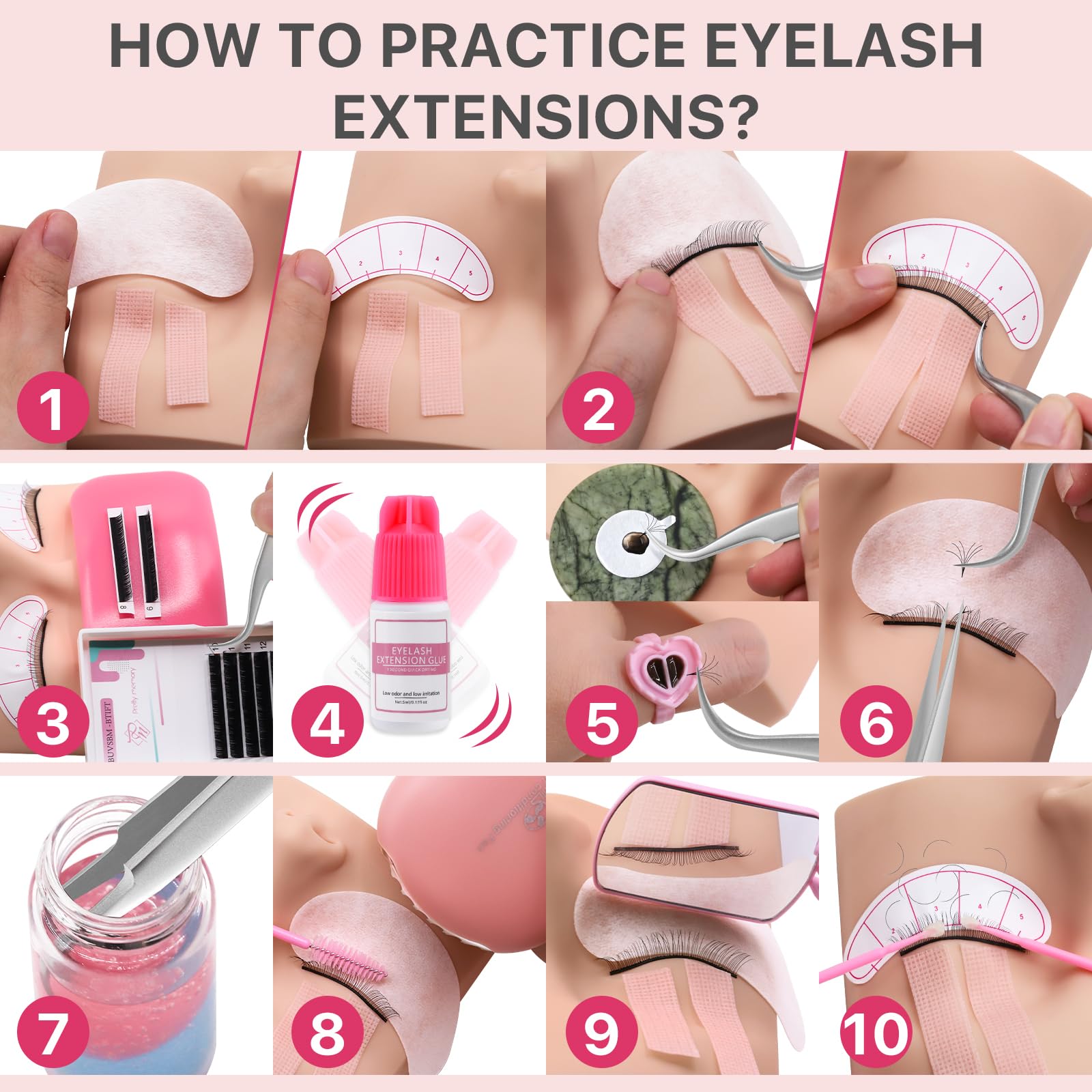 Comprehensive practice tools set from Pretty memory for learning lash artistry