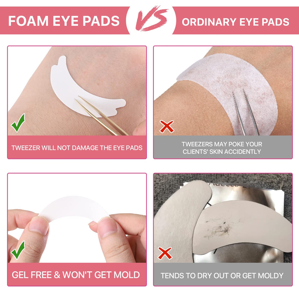 Pretty memory foam eye pads latex-free for sensitive clients.