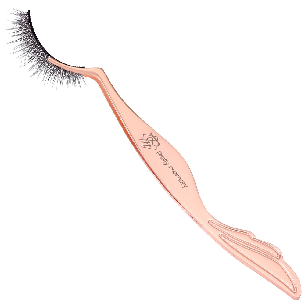 Pretty memory rose gold lash tool designed for professional makeup use.