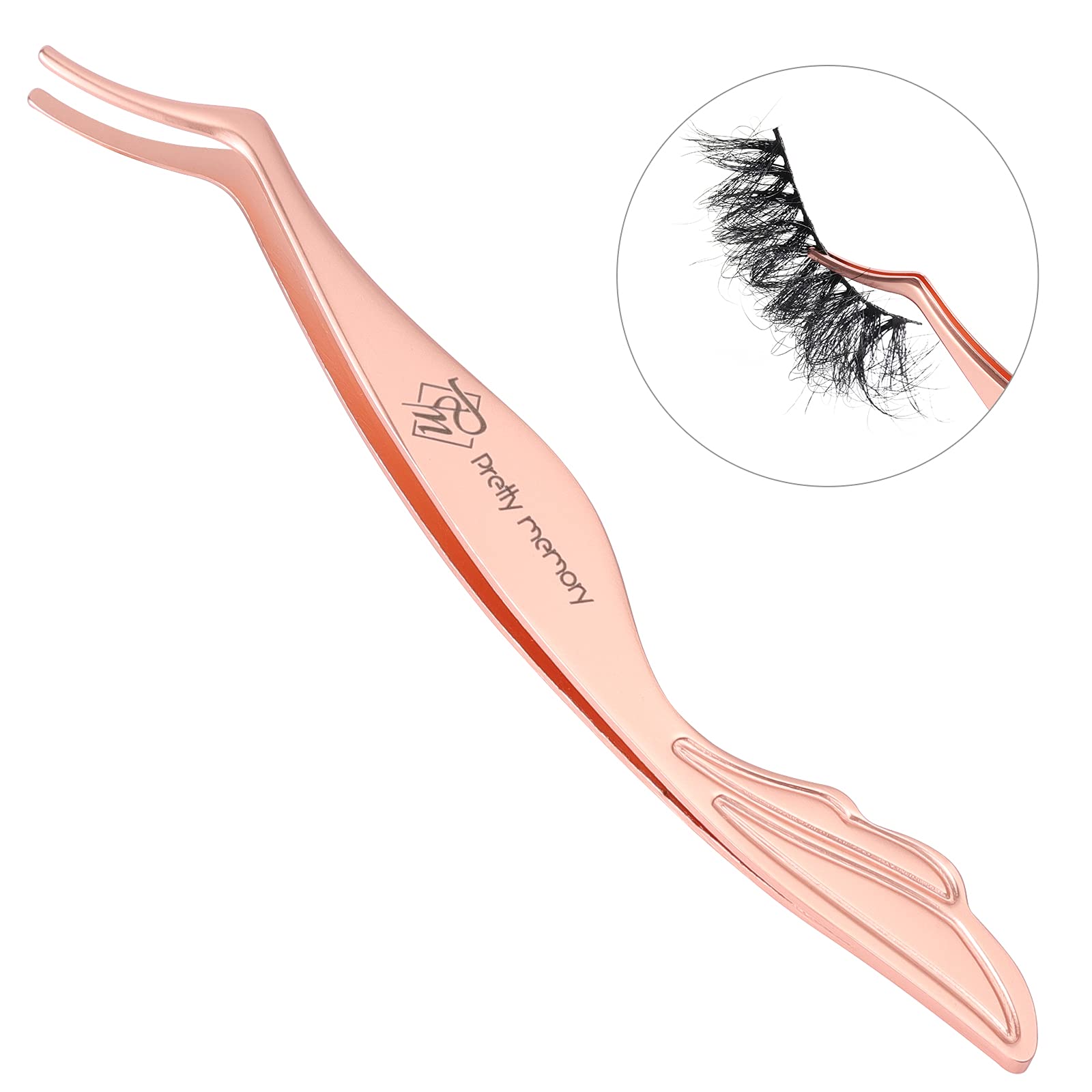 Pretty memory curved eyelash tweezers ideal for precise lash adjustments.