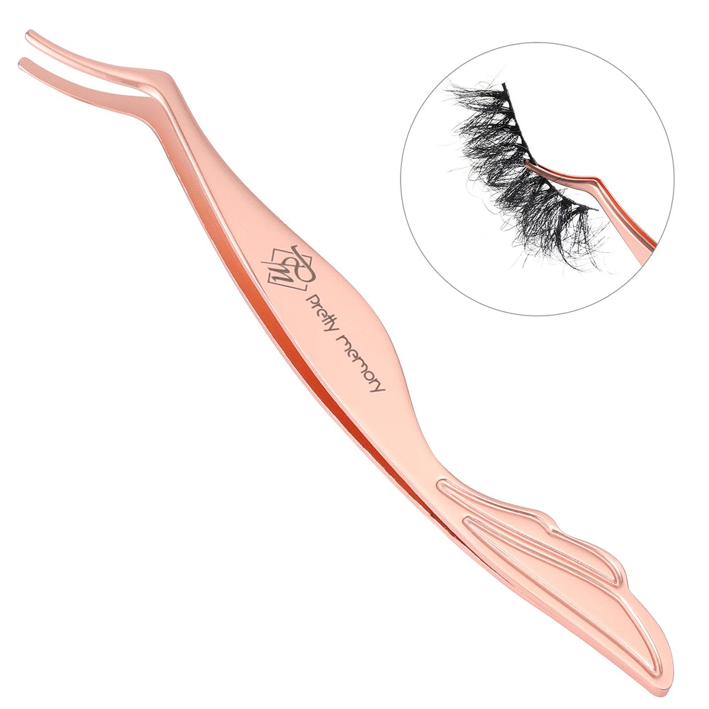 Pretty memory curved eyelash tweezers ideal for precise lash adjustments.
