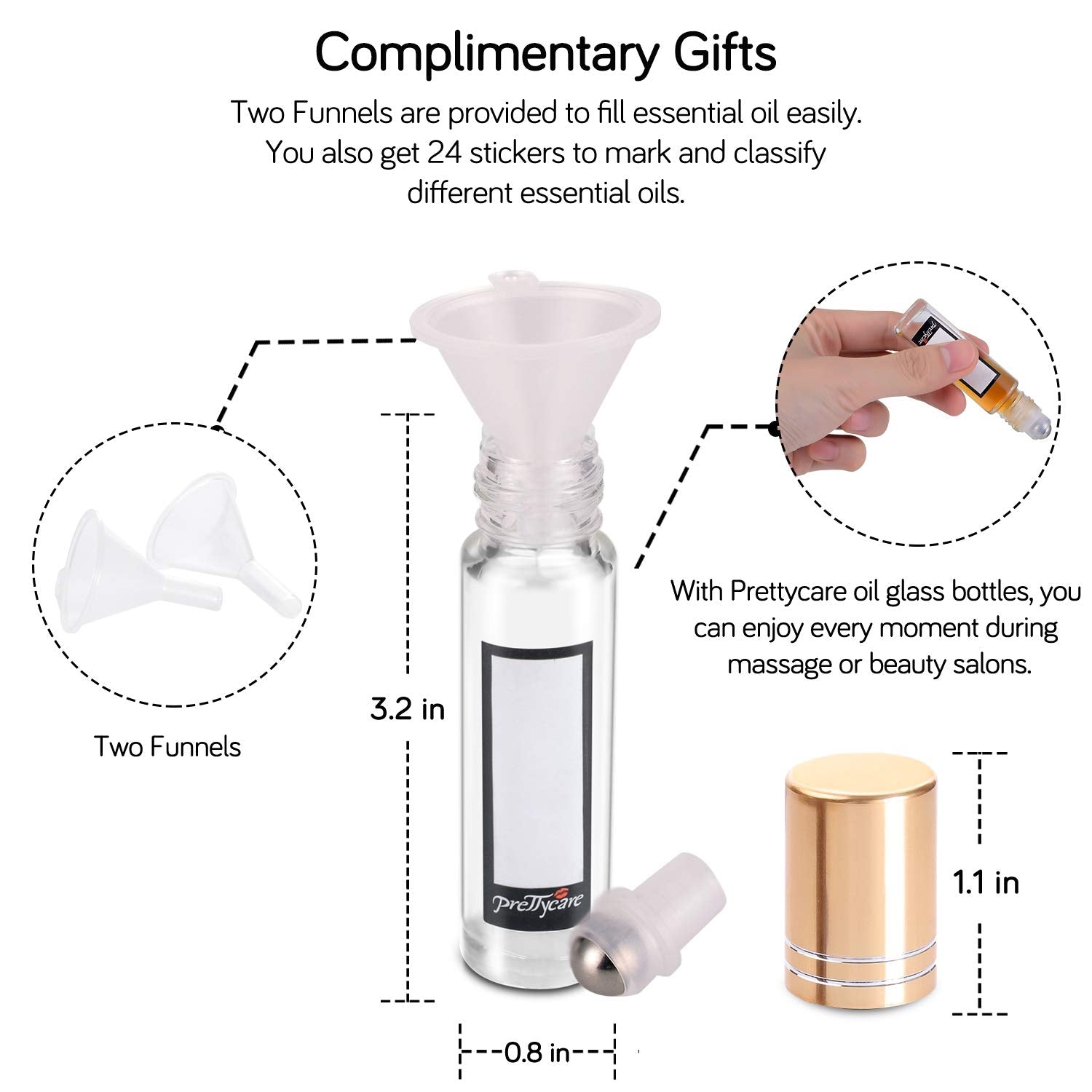 PrettyCare 12 bottles and stickers help organize your blends.