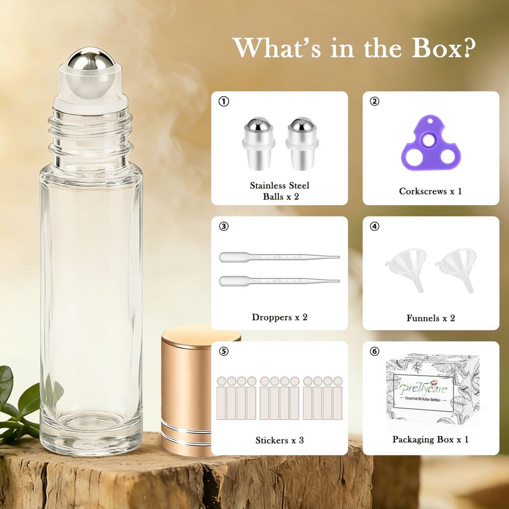 PrettyCare portable 10ml bottles fit purses and travel bags.