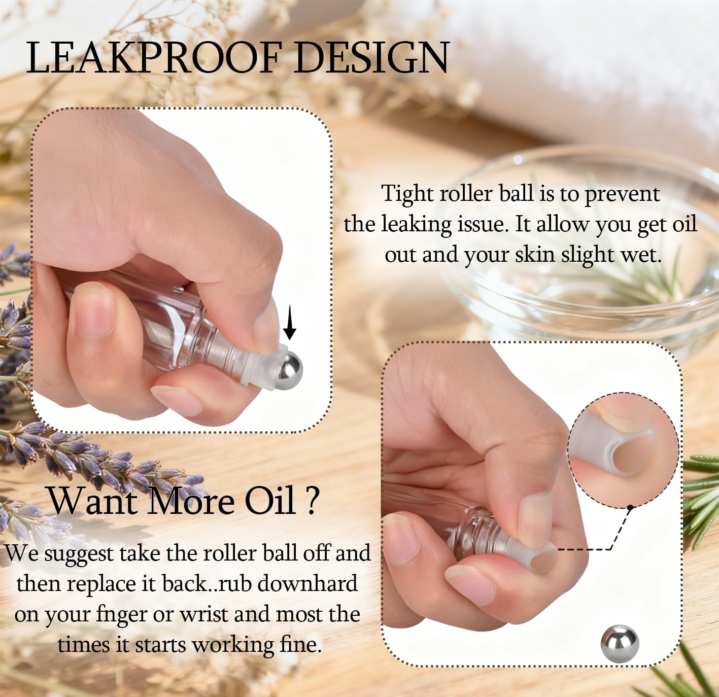 PrettyCare skincare oil roller bottle delivers controlled, soothing topical care.