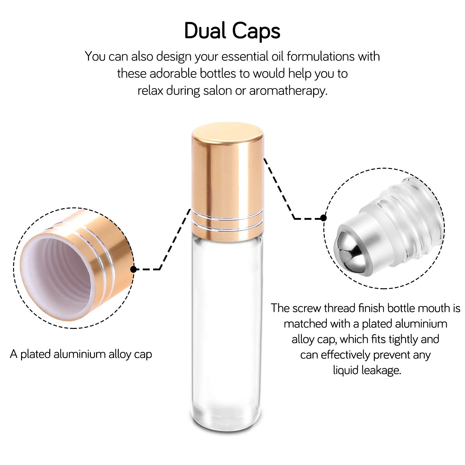 PrettyCare 10ml bottle with stainless steel roller in travel-friendly size.