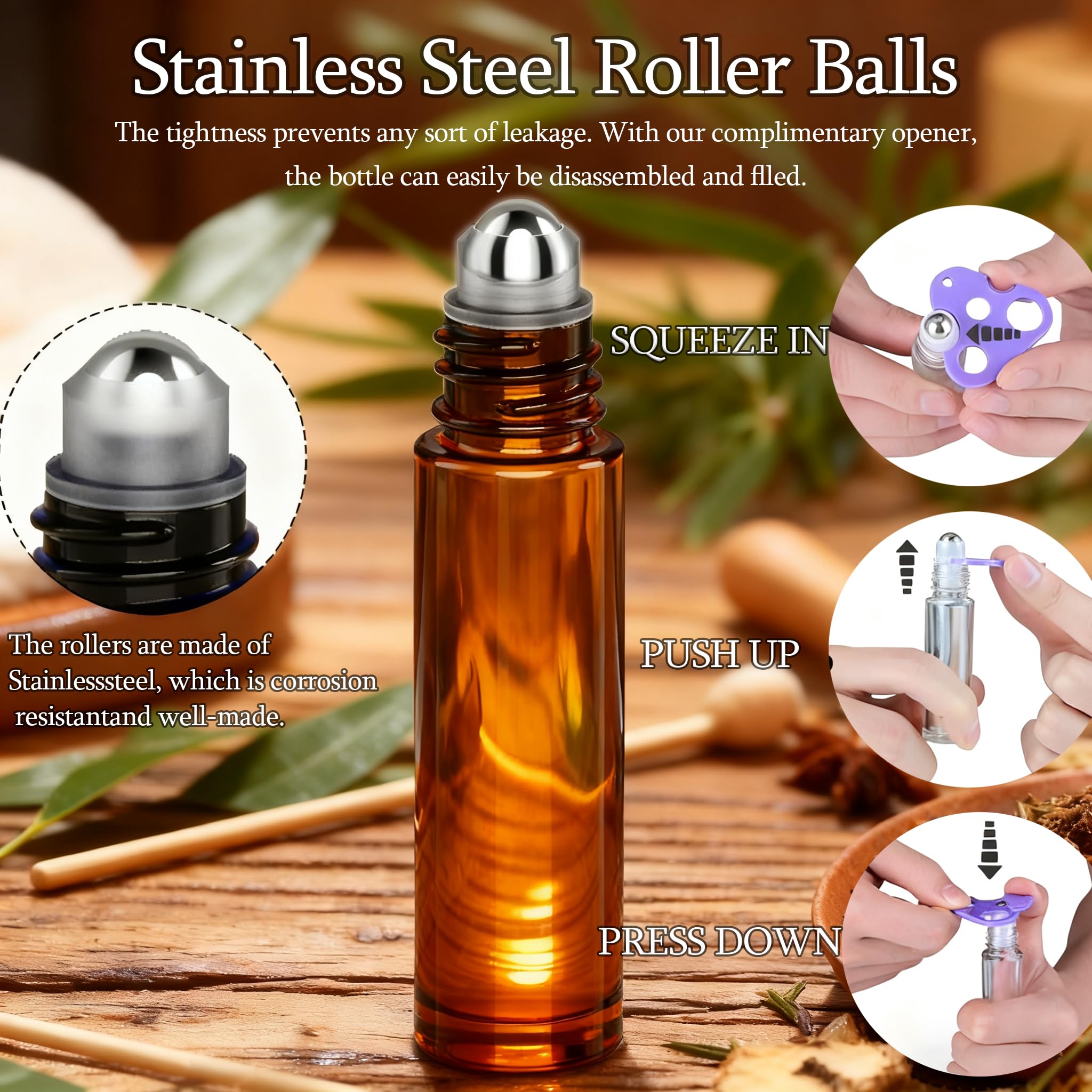 PrettyCare stainless steel roller ball ensures smooth application.