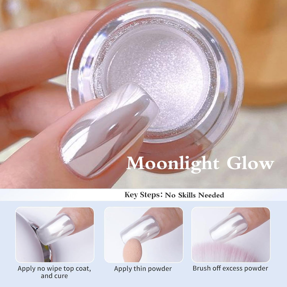 Brillo blanco de Pretty Diva, efecto lunar suave bajo la iluminación.