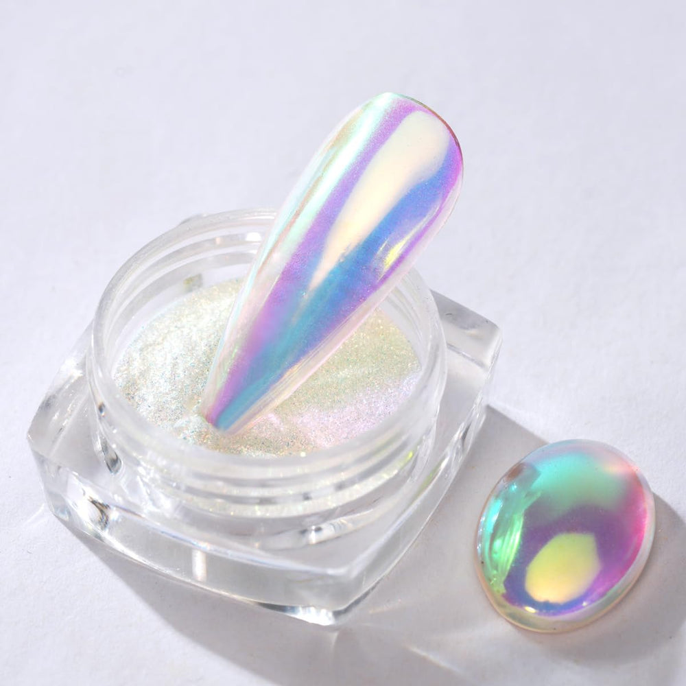 Pretty Diva Aurora unicorn chrome powder 0.3g ready for mermaid nails.