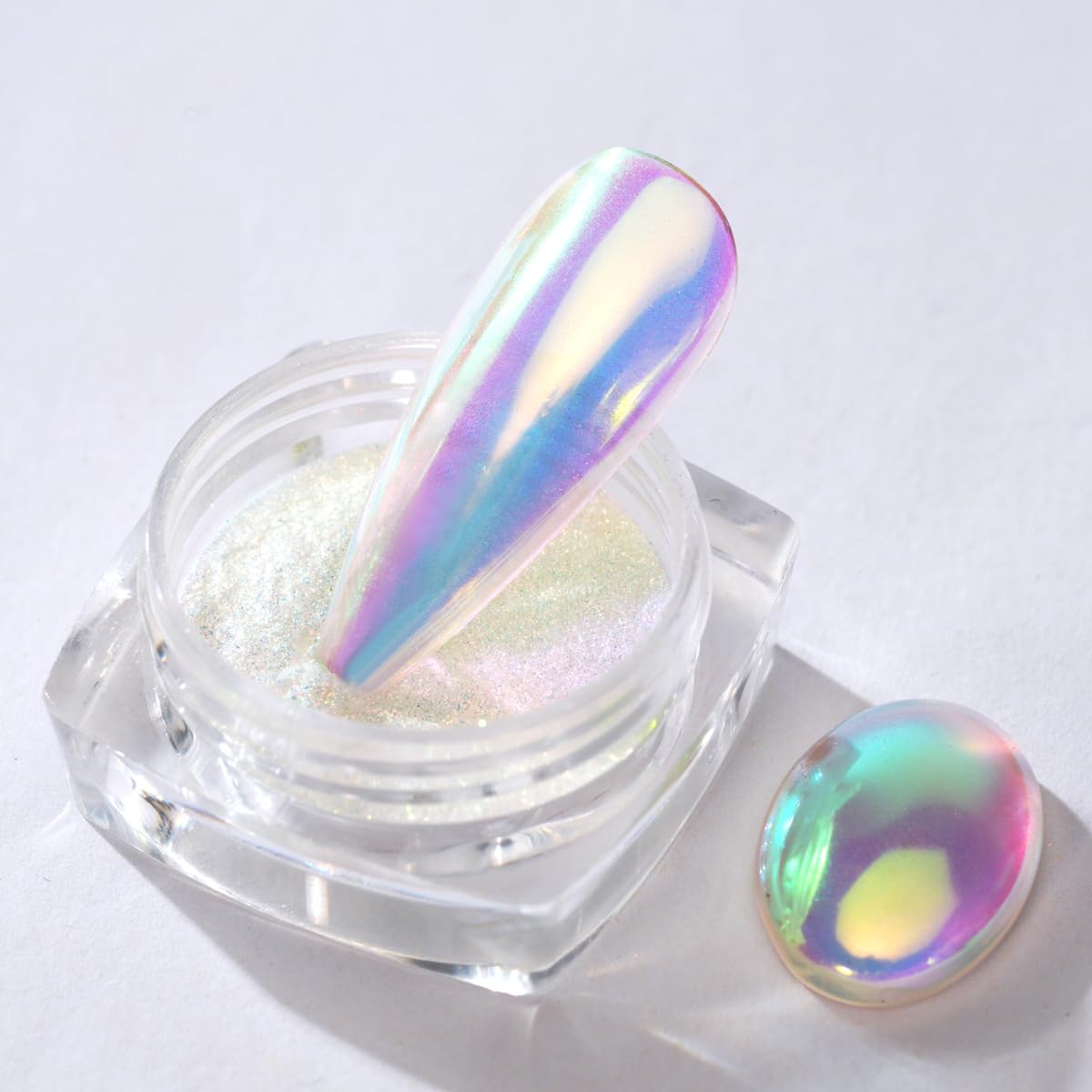 Pretty Diva Aurora unicorn chrome powder 0.3g ready for mermaid nails.