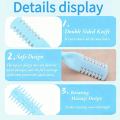 prgislew nose hair trimmer 2-in-1 stainless steel blades close-up showing durability.