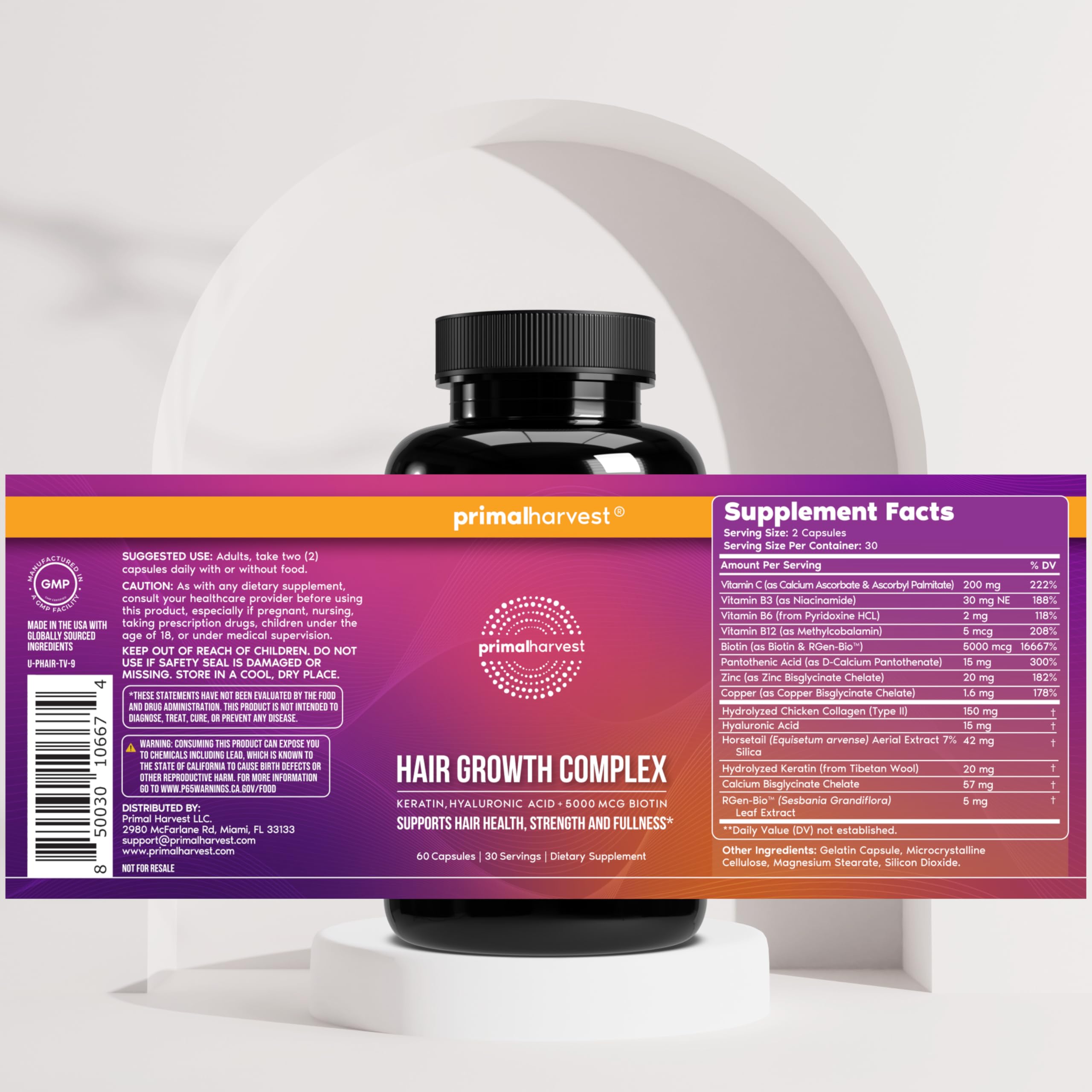 Two capsules daily support hair wellness with balanced nutrients